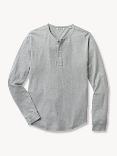 Heather Grey Pima Tall Curved Hem Henley